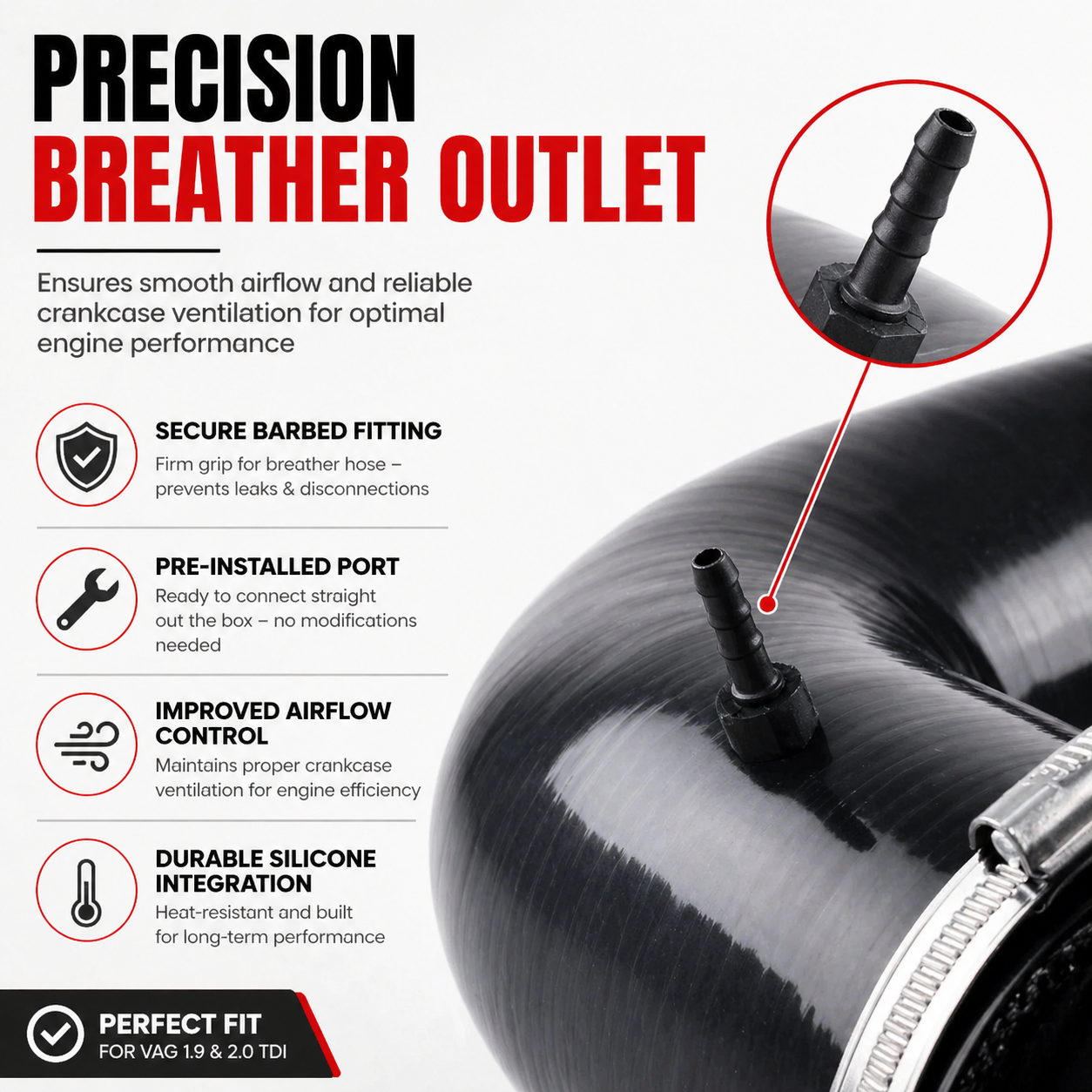 Silicone Cold Air Intake Induction Kit for VW Audi SEAT Skoda 1.9 2.0 TDI